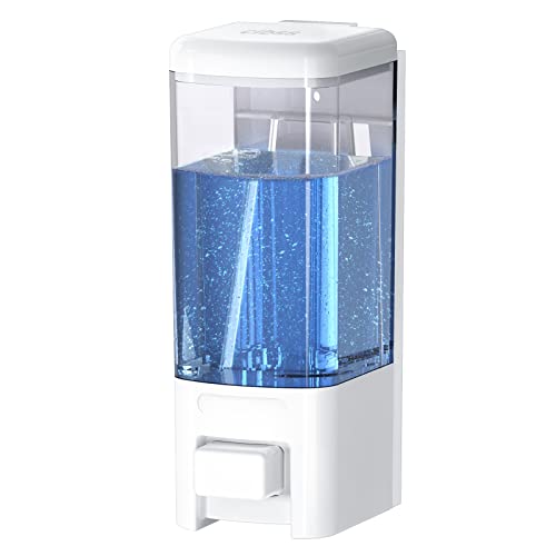 Manual Soap Dispenser, 17oz/500ml Wall Mount Soap Pump, Large Capacity Kitchen Bathroom Hand Soap Dispenser, Commercial Refillable Shampoo Shower Gel Lotion Dispenser, White - color: White 500ml