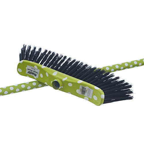 Superio Polka Dot Printed Broom, Premium Black Plastic Bristles, Heavy-Duty Household & Outdoors, Easy Swiping, Multi-Surface, USA Wooden Handle, 12 Inch Sweeping Head - color: Polka Dot Design, size: 1-Pack