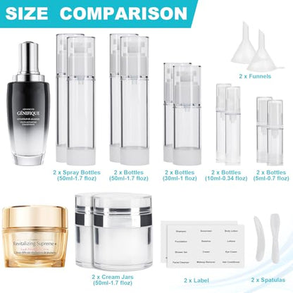Bubimon Airless Pump Jars, Cosmetic Containers, Leak Proof Refillable jar for Toiletries, Cream Lotion, Eye Cream, Liquid, Foundation, Shampoo (BPA Free) (White, 18) - color: White, size: 18