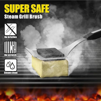 GRILLART Grill Brush Bristle Free, Replaceable BBQ Cleaning Head (No Handle), Safe Replacement Cleaning Pad for Cast Iron/Stainless-Steel Grates - Black - color: A Replaceable Pad