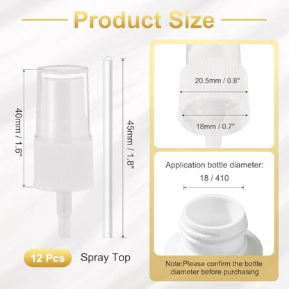 uxcell Spray Top 12Pcs 18/410 Plastic Fine Mist Reusable Replacement White | Spray Bottle Pump Plastic Top Reusable Replacement for Cosmetic Perfume and Body Sprays Bottle - color: White, size: 18/410