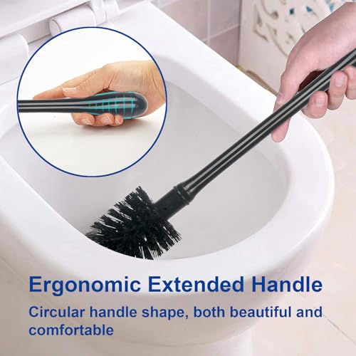 CELOX Toilet Bowl Brush and Holder for Bathroom Cleaning, 2 Set，Black