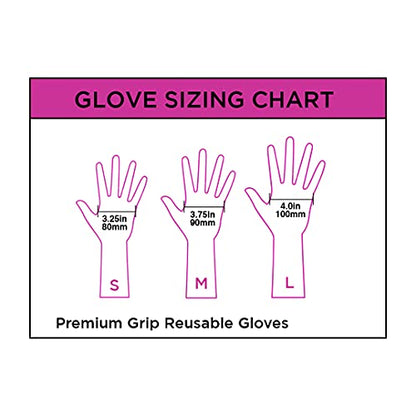 Colortrak Premium Grip Reusable Gloves, 4 Pairs (8 Gloves Total), Powder Free Latex, Durable and Chemical Resistant, Textured for Better Grip, Extra Long Cuff, Washable, Black, Medium - size: Medium