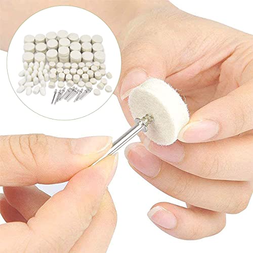 145pcs Felt Polishing Wheel 9.5/13/25mm Wool Felt Polishing Pad Reusable Buffing Wheel Quick Change Grinding with 1/8" Shank Connecting Rod Attachment Set for Rotary Tool