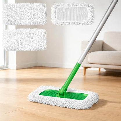 3 Pack Flat Mop Pads Replacement Washable Reusable Wet Dry Floor Cleaning Refill Set for Home Hard Floor(White) - color: White
