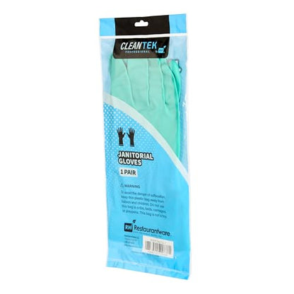 Restaurantware Green Cleaning Gloves 10 Pairs 15 Mil Thick Extra Large Heavy-Duty Nitrile Gloves With Long Cuff No-Latex Flock Lining For Use In Hospitals, Commercial Kitchens and Households - color: Green, size: 10/Extra large