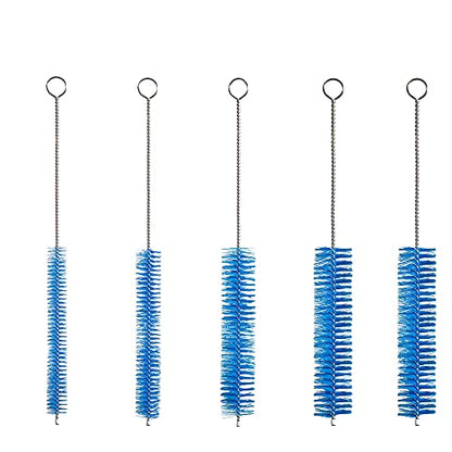 10" Extra Long Tube Brush Set - Large 5 Pack - Blue | Flexible nylon straw brushes for bottles, cleaning straws, pipe cleaners, glass, keyboard, detailing and deep cleaning - color: Blue, size: Large 5 Pack (8mm 12mm 16mm 20mm 24 mm)