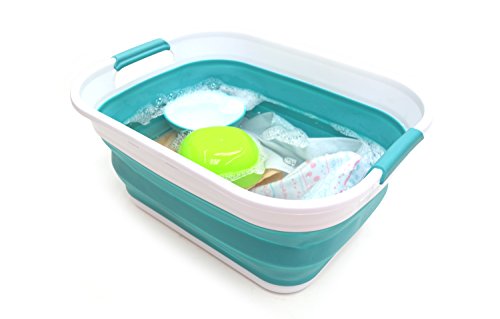 SAMMART 17.5L (4.6 Gallon) Collapsible/Foldable/Pop Up/Portable Washing Tub, Water Capacity 13.5L/3.5 Gallon (1, Bright Blue) - color: Bright Blue
