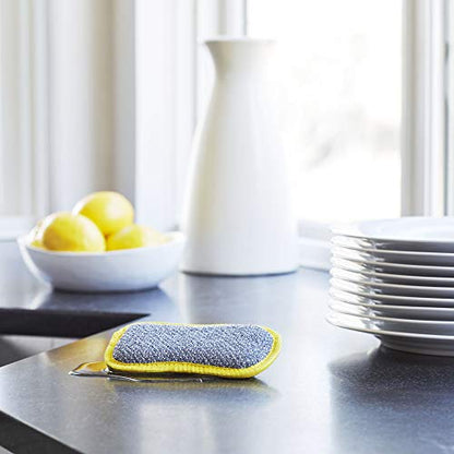 E-Cloth Washing Up Pad, Premium Microfiber Non-Scratch Kitchen Dish Scrubber Sponge, Ideal for Dish, Sink and Countertop Cleaning, 100 Wash Guarantee, Yellow, 1 Pack - color: Yellow, size: 1 Pack