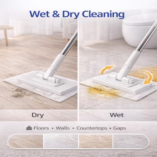Quick Clip Mini Mop, One-Press Holder Mini Mops, 40In Long Handle Mopping Sweeper Stick, Retractable Handle Gap Cleaner for Kitchen Bathroom (1*Mop+5*Cleaning Cloth) - color: 1*mop+5*cleaning Cloth