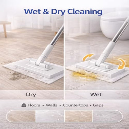 Quick Clip Mini Mop, One-Press Holder Mini Mops, 40In Long Handle Mopping Sweeper Stick, Retractable Handle Gap Cleaner for Kitchen Bathroom (1*Mop+10*Cleaning Cloth) - color: 1*mop+10*cleaning Cloth