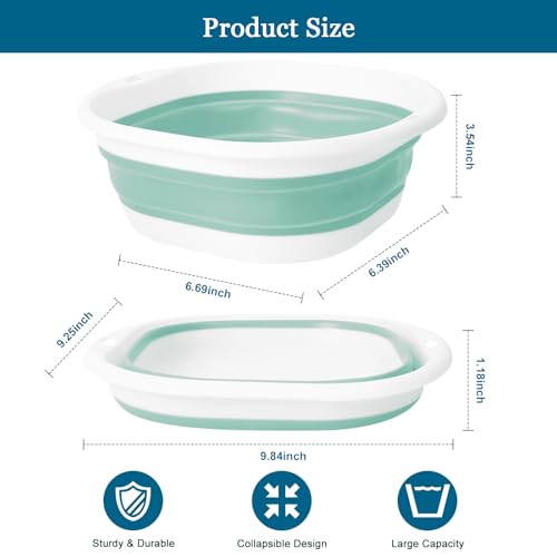 Small Collapsible Wash Basin, Mini Foldable Sink Tub (3.5L) with Hook, Lightweight Portable Wash Bowl for Dorm, Travel, Small Laundry & Makeup Cleaning – BPA-Free Space-Saving Design(Blue)