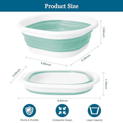 Small Collapsible Wash Basin, Mini Foldable Sink Tub (3.5L) with Hook, Lightweight Portable Wash Bowl for Dorm, Travel, Small Laundry & Makeup Cleaning – BPA-Free Space-Saving Design(Blue)