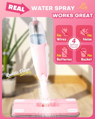 Pink Mini Spray Mop for Toddler-Girls Montessori Cleaning Toy that Real Spray Water,Pretend Playhouse Essentials for Girls Ages 3-8,Toddler Educational Housekeeping Set - size: Pink, style: Spray Mop