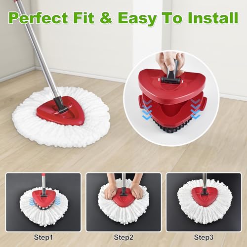 Mop Heads Replacements for O Cedar,Mop Replace Head for Ocedar Easywring 1 Tank,Include 3 Spin Mop Replacement Head 1 Scrub Brush and 1 Mop Base Deep Cleaning & Machine Washable - color: White