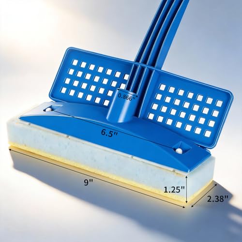 Sponge Mop Refill Head with Squeezer Attachment, Foam & Natural Cellulose Layer Replacement Head, 9” Head, Fits 0.866" Mop Handle, 2 Pack