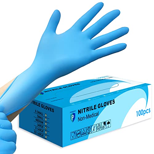 PROMEDIX P Nitrile Disposable Gloves,4mil-100 Count,Gloves Disposable Latex Free,Powder Free for Cooking,Household,Food safe - size: Small, style: Blue of 100