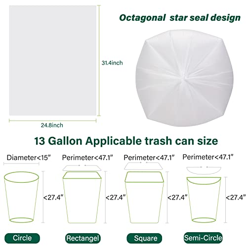 Inwaysin Ultra Thick & Strong Biodegradable Trash Bags - 85 Counts, 13 Gallon - Unscented, Easy Tear for Kitchen, Bedroom, Office - style: 13 Gallon 85 Counts