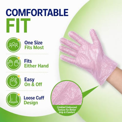 Disposable Plastic Gloves Food Handling Service Gloves Disposable For Cooking - style: Pink100pcs