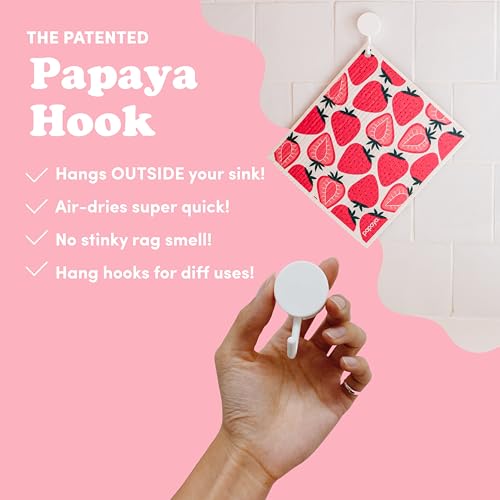 Papaya Reusable Paper Towels, Premium Swedish Dishcloths with Hook, Non-Scratch Reusable Paper Towel, 1 Sheet Replaces 17 Rolls - 2 Sheets, 1 Hook - color: Strawberry Blonde