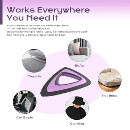 Pet Hair Remover for Car and Home, Multi-Surface Fur Removal Tool, Portable, Twilight Purple