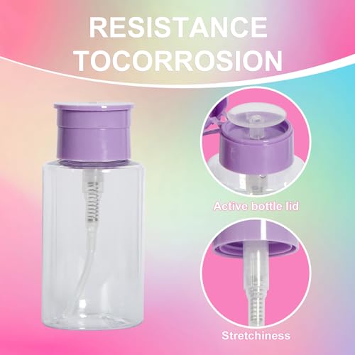1Pcs Leak-Proof & Portable Push Down Pump Dispenser Bottles: Refillable Clear Containers for Nail Polish, Makeup Remover, Travel, Salon, Hospital Use (1, Clear Purple) - color: Clear Purple
