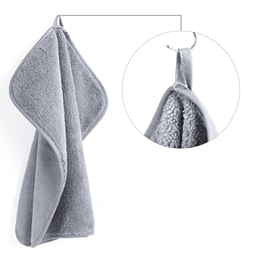 POLYTE Premium Lint Free Microfiber Washcloth Face Towel, 13 x 13 in, Set of 6 (Gray) - color: Gray