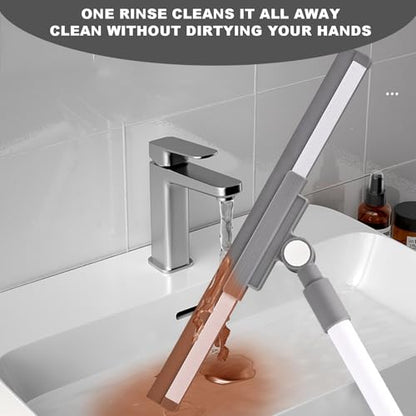 Floor Squeegee - 52 Inch Adjustable Long Handle 14.2 Inch Rubber Blade 180° Rotatable Head Heavy Duty Squeegee Broom for Floor Window Bathroom Tile Garage Concrete Shower Patio (White) - color: White
