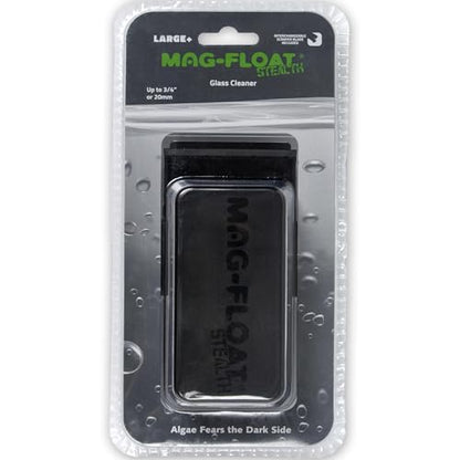 Mag-Float Large + Plus Black Stealth Glass Magnet Aquarium Scraper Cleaner with Blade - Floating Magfloat Magnetic Leaning Tool - size: Large+ Plus