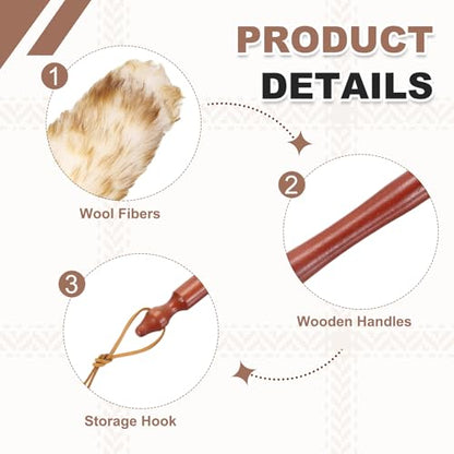 uxcell Wool Duster, 20.5" Natural Feather Cleaner Household Cleaning Duster with Solid Wooden Handle for Cleaning Fans Window Blinds Shelves Furniture, White Coffee - color: White Coffee, size: 20.5"