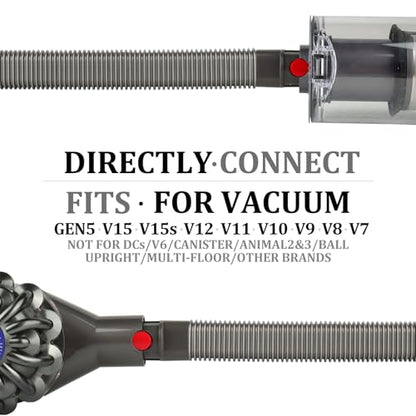 Fullclean Dryer Vent Cleaner Kit for Dyson Gen5 V15 V15s V12 V11 V10 V9 V8 V7 Lint Vacuum Atttachments Detect Absolute Cyclone Outsize Slim Vacuum Cleaner Crevice Flexible Dryer Lint Remove Tool - style: Dryer Hose and Brush Gray