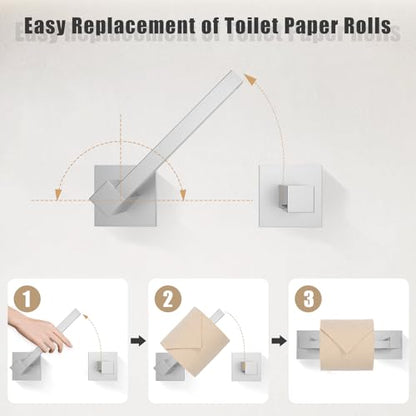 TQKAG Brushed Nickel Bathroom Hardware Accessories Set 5 Pieces, Double Post Pivoting Toilet Paper Holder Set Stainless Steel Square Bathroom Towel Bar Holder Set Wall Mounted - color: Brushed Nickel, size: 5-Pieces Set