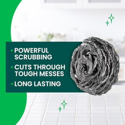 Scotch-Brite Stainless Steel Scrubbers, Ideal for Uncoated Cookware, 16 Scrubbers