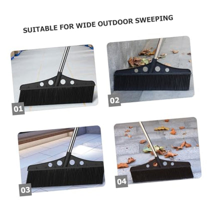 Detachable Outdoor Broom with Handle Heavy Duty Garden Sweeper for Efficient Cleaning of Patios Garages and Courtyards Stainless Steel and Bristle Brush