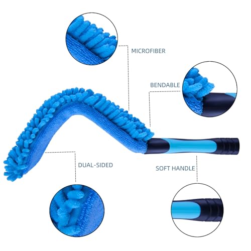 17" Microfiber Flexible Ceiling Fan Duster with Washable Chenille Dusting Cloth, Use by Hand or Attach to Extension Poles (1)