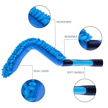 17" Microfiber Flexible Ceiling Fan Duster with Washable Chenille Dusting Cloth, Use by Hand or Attach to Extension Poles (1)