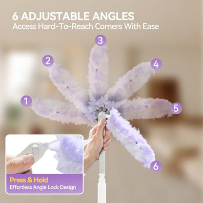 3 ft Extendable Handle with 30 Count Duster Refills, Long Handle Heavy Duty Microfiber Feather Duster, Disposable Multi Surface Duster Kit for Ceiling Fans, Vents and Hard to Reach Places - color: 1 Extendable Handle + 30 Refills