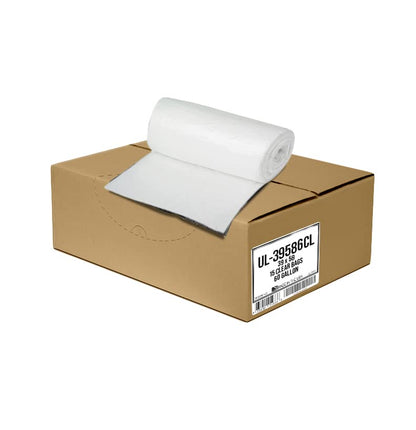 Ultrasac 55-60 Gallon 6.0 MIL Clear Heavy Duty Trash Bags - 39" x 58" - Pack of 15 - For Contractor, Construction, & Industrial,UL-39586CL
