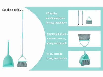 Mini Broom with Dustpan for Kids,Little Housekeeping Helper Set (Light Blue) - color: Light Blue