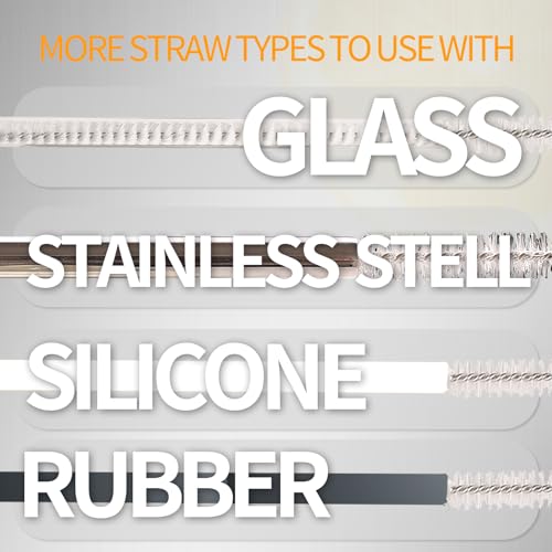 Heavy Duty Straw Cleaner Brush - 4 Pack 12.6 Inch Flexible Full-Cover Brushes with Large Handle, Reusable Pipe & Tube Cleaner Set (0.23", 0.31", 0.39", 0.47" Diameters) - color: White-full Covered