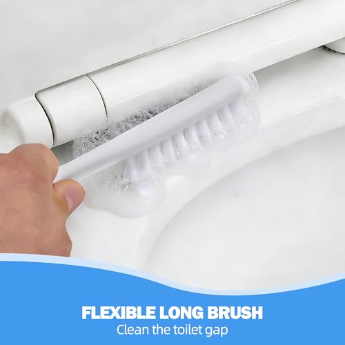 2 Pack Toilet Brush and Plunger Set, 3 in 1 Toilet Bowl Brush and Holder with Crevice Cleaning Brush Wall Mounted Household Bathroom Cleaning Tools Combo (2 Pack) - size: 2 packs