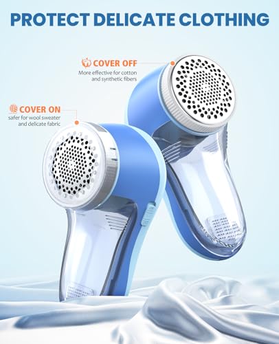 POPCHOSE Fabric Shaver, Lint Remover for Clothes, Electric Lint Shaver with 6-Leaf Blades, Sweater Shavers to Remove Pilling for Clothing, Couch, Furniture, Fuzz, Lint Ball, Bobbles, Blue-Cyan - color: Blue Cyan
