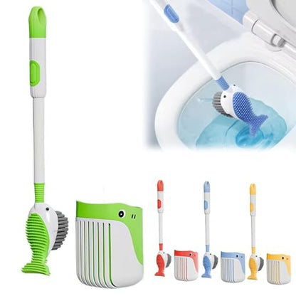 Suction Cup Toilet Brush Set, 2025 Wall-Mounted Toilet Cleaner with Built-in Liquid Dispenser & Quick-Dry Holder, Touch Free, Space-Saving Hygienic Bathroom Organizer for Home,RV,Boat (Green) - color: Green