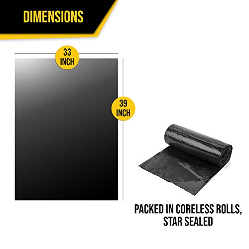 Aluf Plastics 33 Gallon 1.25 MIL (eq) Black Heavy Duty Trash Bags - 33" x 39" - Pack of 100 - For Construction, Industrial, Outdoor, & Commercial - style: 33 Gal, 1.25 Mil Equiv, 100 Count