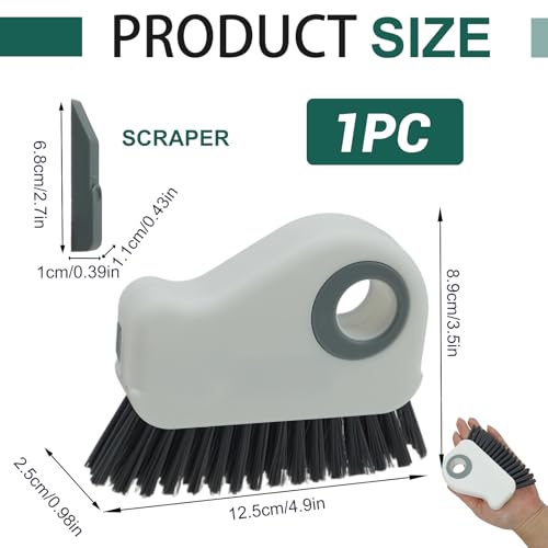 2-in-1 Window Groove Cleaning Brush, Handheld Crevice Cleaner Tool with Dustpan, Sliding Door Track Cleaning Brushes for Keyboard Blind Gap Corner Detail Sweeper Space