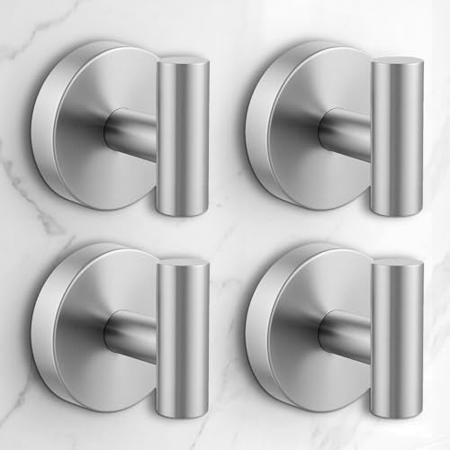 Heavy Duty Suction Cup Hooks for Glass Window,Tile,Mirror,Removable Shower Hooks for Inside Shower,Metal Towel Hooks for Bathroom,4 Pack(Silver) - color: Silver, size: 4 Pack