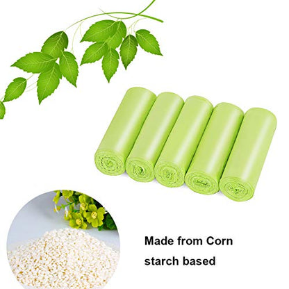 Trash Bags Biodegradable,4-6 Gallon Trash bags Recycling & Degradable Garbage Bags Compostable Bags Strong Rubbish Bags Wastebasket Liners Bags for Kitchen Bathroom Office Car(100 Counts,Green) - size: 1 Count (Pack of 100)