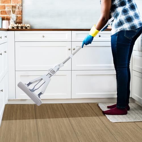Cabilock Folding Household Sponge Mop 28cm Dual-use Wet and Dry Floor Cleaning Mop with Super Absorbent PVA Sponge Heads for Tile and Marble Floors