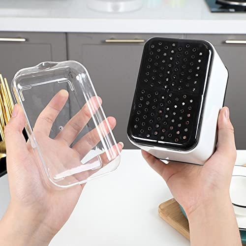 KeFanta Sink Caddy for Countertop, Sponge Holder for Kitchen Sink, Dish Sponge and Brush Holder, Plastic Dish Scrubber Organizer with Drain Pan, Black - color: Black and White