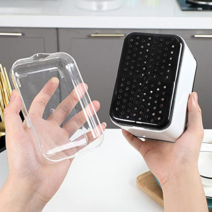 KeFanta Sink Caddy for Countertop, Sponge Holder for Kitchen Sink, Dish Sponge and Brush Holder, Plastic Dish Scrubber Organizer with Drain Pan, Black - color: Black and White